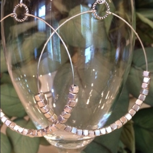 Jewelry - Silver cube hoop earrings